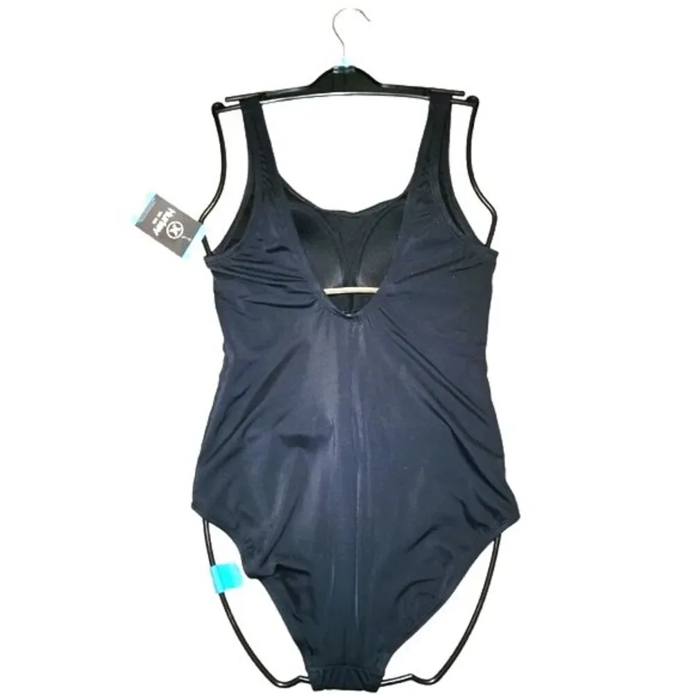 Hurley HSO1028 Black Ribbed‎ One Piece Swimsuit Size L